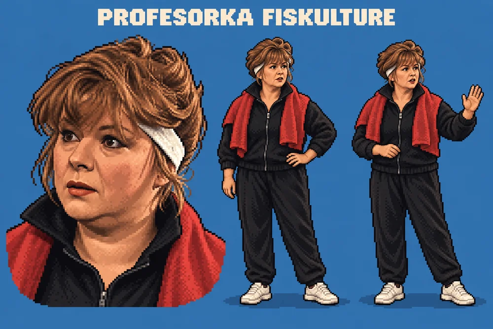 Pixel art lika Profesorka fiskulture
