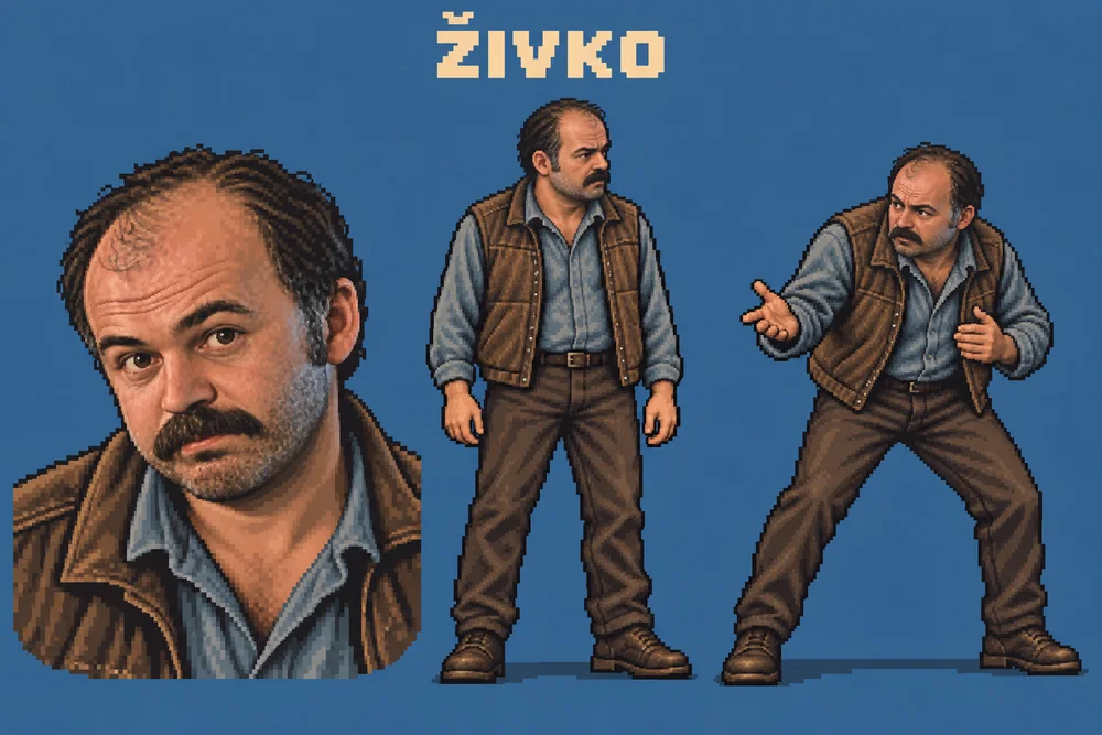 Pixel art lika Živko, Tungijev otac